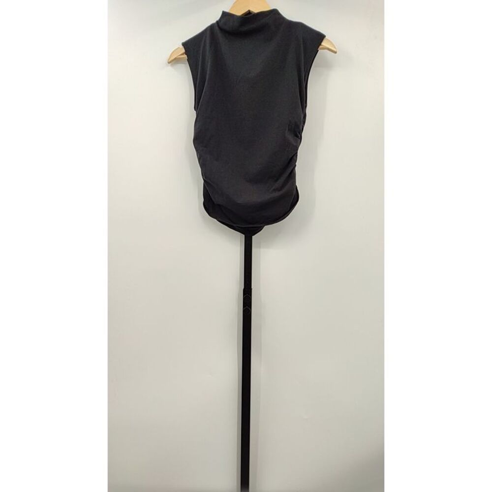 Quince Black Sleeveless Mock Neck Top